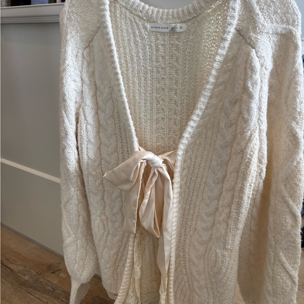 Altar’d State Tie Front Cardigan - Cream